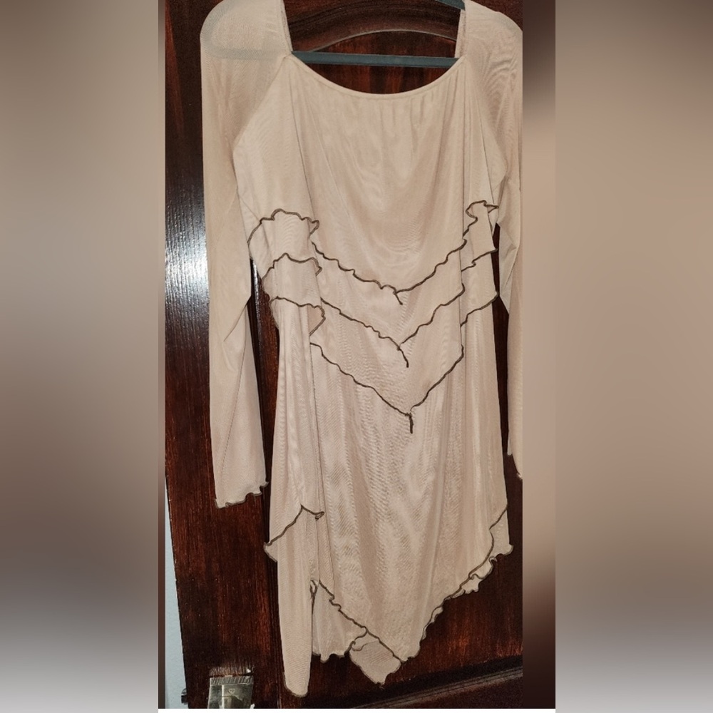 Fashion Nova Cream Asymmetrical Dress